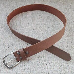 Full Grain Leather Belt Men Brown Waistband Pin Buckle Belt Size 32 inches